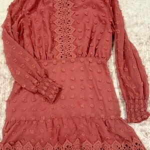 Lulu's Pink Lace Mini Dress